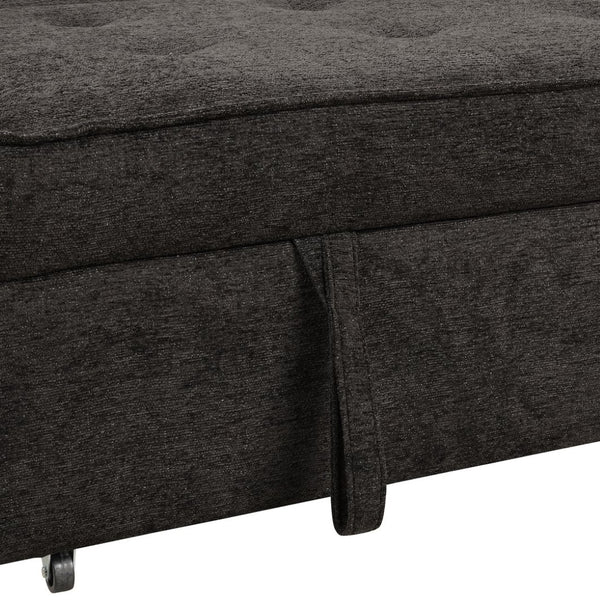 English Elm 104.5" Reversible L-shaped Sectional Sleeper Sofa with Storage Chaise and Linen Chenille Fabric Charcoal Grey SG000432AAN