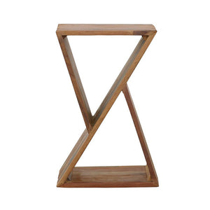 English Elm Natural Rustic Accent Table with Geometric Silhouette, Recycled Wood, Distressed Finish, Storage Space B062P145500