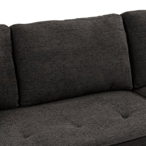 English Elm 104.5" Reversible L-shaped Sectional Sleeper Sofa with Storage Chaise and Linen Chenille Fabric Charcoal Grey SG000432AAN