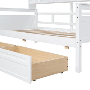 English Elm Twin Daybed with Under Bed Drawers and Built in Shelf Solid Pine Wood Frame N708P245183K
