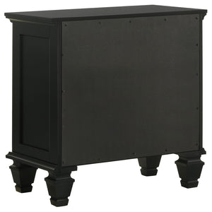 English Elm Black 3-Drawer Nightstand Cottage-Transitional Style with Pull-Out Tray, Silver Knobs, Durable Hardwood B062P145467