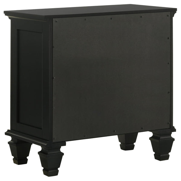 English Elm Black 3-Drawer Nightstand Cottage-Transitional Style with Pull-Out Tray, Silver Knobs, Durable Hardwood B062P145467
