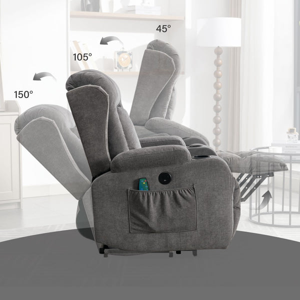 English Elm Power Lift Recliner with Heat Massage and Usb Port for Elderly Living Room Use W1521S00016