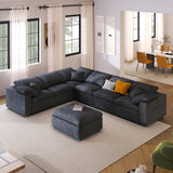 English Elm Oversized Modular Sectional Sofa With Ottoman L Shaped Corner Sectional For Living Room, Office, Spacious Space