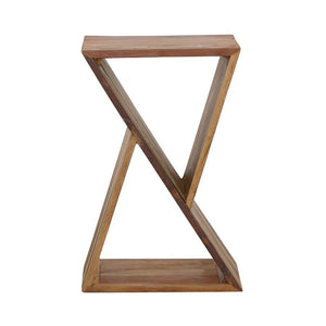 English Elm Natural Rustic Accent Table with Geometric Silhouette, Recycled Wood, Distressed Finish, Storage Space B062P145500