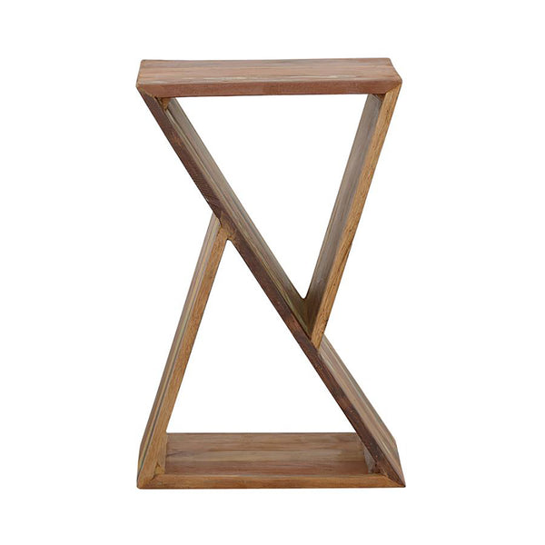 English Elm Natural Rustic Accent Table with Geometric Silhouette, Recycled Wood, Distressed Finish, Storage Space B062P145500