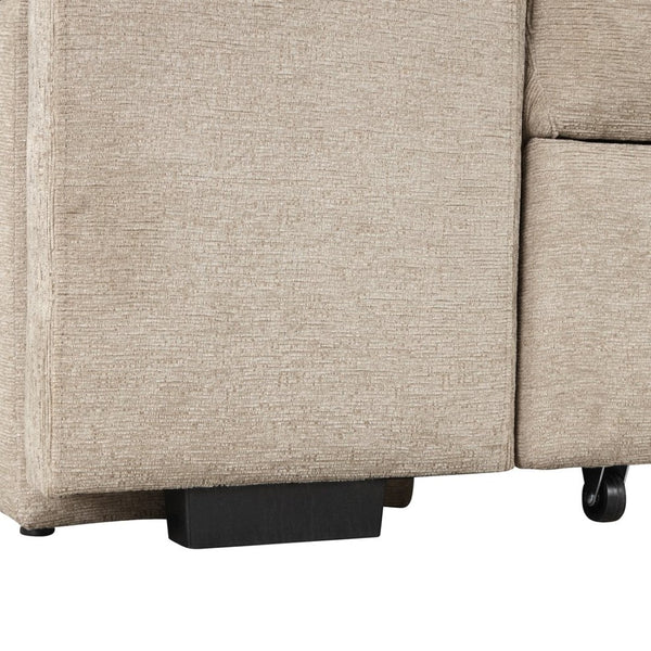 English Elm 104.5" Reversible L-shaped Sectional Sleeper Sofa with Storage Chaise and Linen Chenille Fabric Cream SG000432AAA