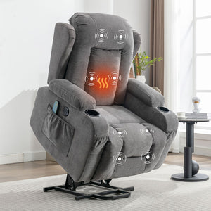 English Elm Power Lift Recliner with Heat Massage and Usb Port for Elderly Living Room Use W1521S00016