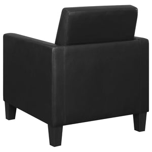 English Elm Black Upholstered Cushion Back Accent Chair with Slender Track Arms, Removable Seat, Cappuccino Legs B062P145613