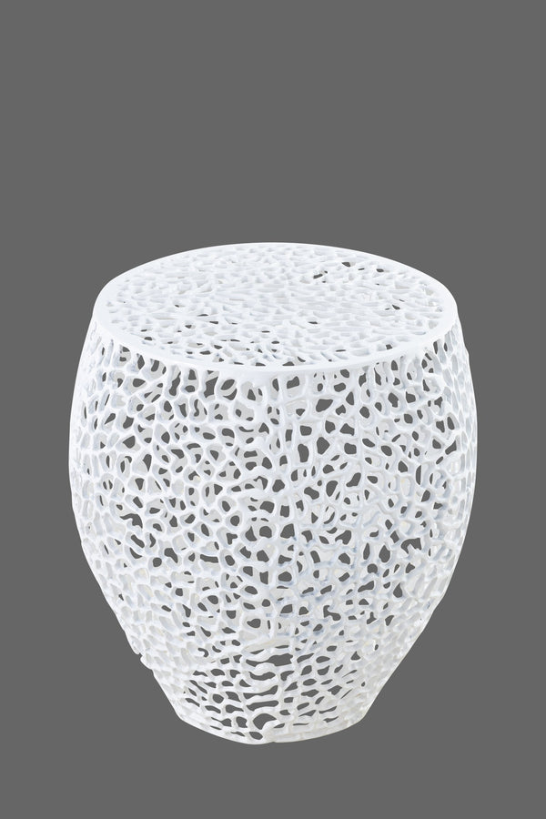 English Elm ET3403-18 Modern Aluminum Casting Side Table for Contemporary Living Rooms — Durable, Chic Accent Piece White G150108423