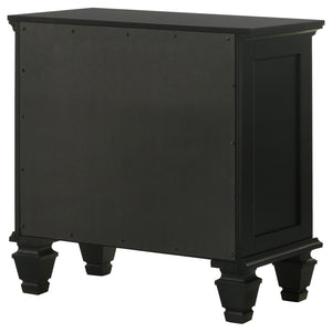 English Elm Black 3-Drawer Nightstand Cottage-Transitional Style with Pull-Out Tray, Silver Knobs, Durable Hardwood B062P145467