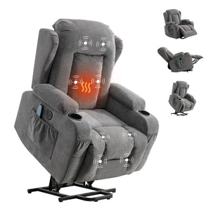 English Elm Power Lift Recliner with Heat Massage and Usb Port for Elderly Living Room Use W1521S00016