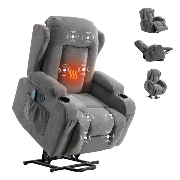English Elm Power Lift Recliner with Heat Massage and Usb Port for Elderly Living Room Use W1521S00016