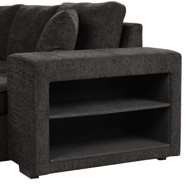English Elm 104.5" Reversible L-shaped Sectional Sleeper Sofa with Storage Chaise and Linen Chenille Fabric Charcoal Grey SG000432AAN