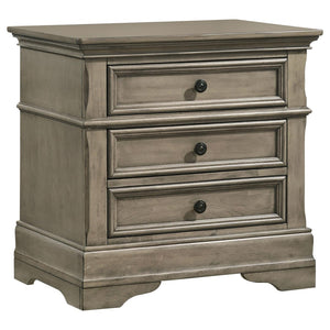 English Elm Wheat Rectangular 3-Drawer Nightstand