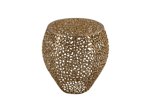 English Elm ET3403-18 Modern Aluminum Casting Side Table for Contemporary Living Rooms — Durable, Chic Accent Piece Gold G150108421