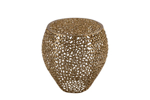 English Elm Et3403-18 Cast Aluminum Cube Side Table Geometric Accent for Modern Living Spaces Gold B009140736