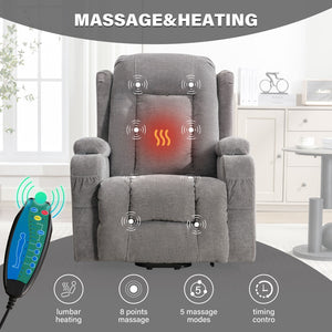 English Elm Power Lift Recliner with Heat Massage and Usb Port for Elderly Living Room Use W1521S00016