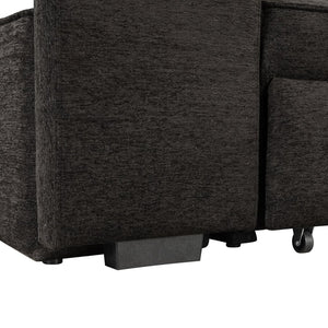English Elm 104.5" Reversible L-shaped Sectional Sleeper Sofa with Storage Chaise and Linen Chenille Fabric Charcoal Grey SG000432AAN