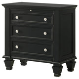 English Elm Black 3-Drawer Nightstand With Pull Out Tray