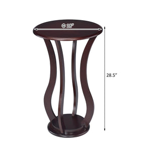 English Elm Cherry Round Pedestal Accent Table with Faux Marble Top — Cherry Finish, Wavy Legs, Elegant Plant Stand B062P145502