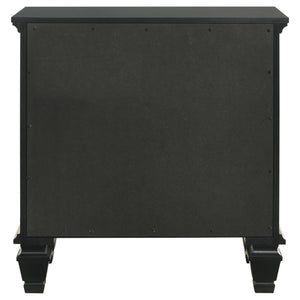 English Elm Black 3-Drawer Nightstand Cottage-Transitional Style with Pull-Out Tray, Silver Knobs, Durable Hardwood B062P145467
