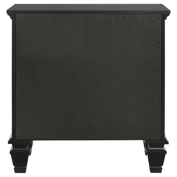 English Elm Black 3-Drawer Nightstand Cottage-Transitional Style with Pull-Out Tray, Silver Knobs, Durable Hardwood B062P145467