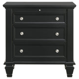 English Elm Black 3-Drawer Nightstand With Pull Out Tray