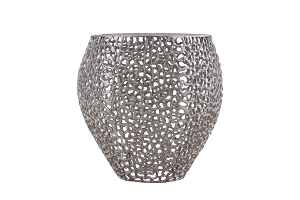 English Elm ET3403-18 Modern Aluminum Casting Side Table for Contemporary Living Rooms — Durable, Chic Accent Piece Silver G150108422
