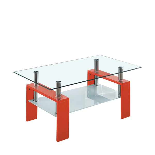 English Elm Artisan Two Tier Tempered Glass Coffee Table Modern Living Room Storage Design W1311P146022