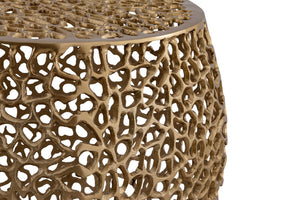 English Elm Et3403-18 Cast Aluminum Cube Side Table Geometric Accent for Modern Living Spaces Gold B009140736
