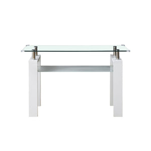 English Elm Black Mdf Foyer Console Dual Tempered Glass Shelves Sleek Architectural Entryway Table White W1311P146045