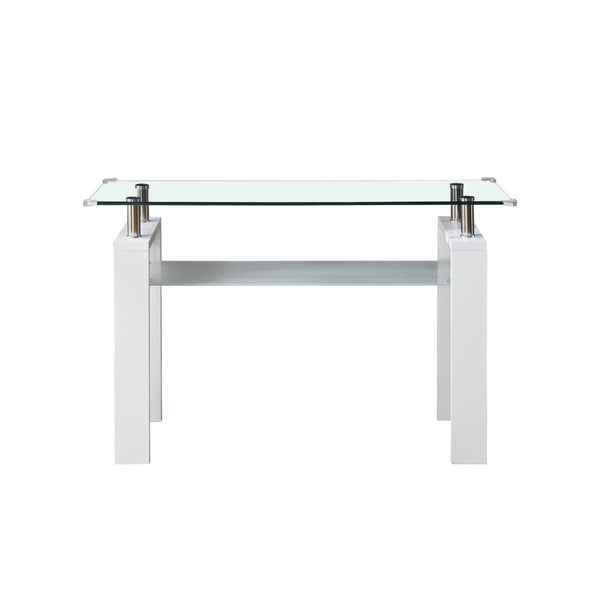 English Elm Black Mdf Foyer Console Dual Tempered Glass Shelves Sleek Architectural Entryway Table White W1311P146045