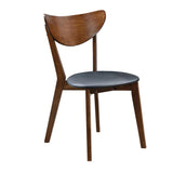 Modern Walnut & Black Side Chairs Set - 2 Pieces with Open Backs