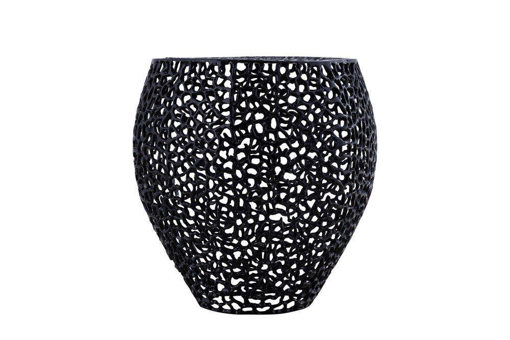 English Elm Et3403-18 Cast Aluminum Cube Side Table Geometric Accent for Modern Living Spaces Black B009140735