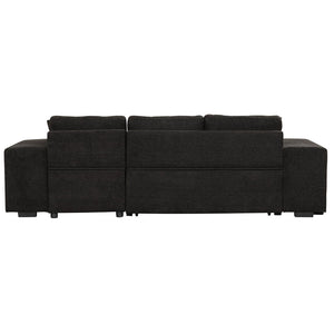 English Elm 104.5" Reversible L-shaped Sectional Sleeper Sofa with Storage Chaise and Linen Chenille Fabric Charcoal Grey SG000432AAN