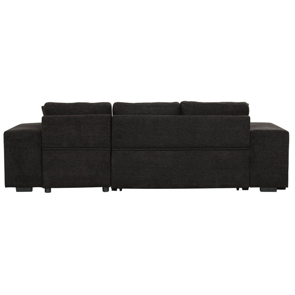 English Elm 104.5" Reversible L-shaped Sectional Sleeper Sofa with Storage Chaise and Linen Chenille Fabric Charcoal Grey SG000432AAN