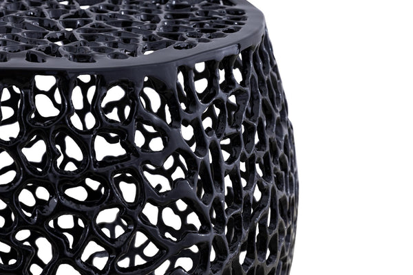 English Elm Et3403-18 Cast Aluminum Cube Side Table Geometric Accent for Modern Living Spaces Black B009140735
