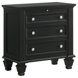 English Elm Black 3-Drawer Nightstand With Pull Out Tray