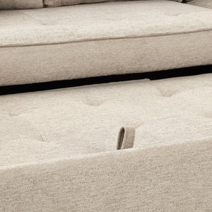 English Elm 104.5" Reversible L-shaped Sectional Sleeper Sofa with Storage Chaise and Linen Chenille Fabric Cream SG000432AAA