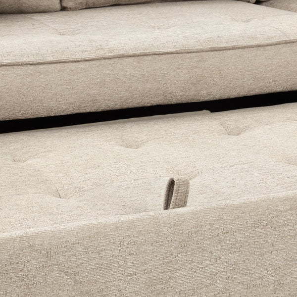 English Elm 104.5" Reversible L-shaped Sectional Sleeper Sofa with Storage Chaise and Linen Chenille Fabric Cream SG000432AAA