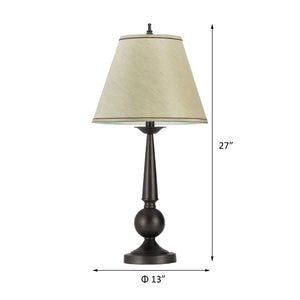 English Elm Bronze Classic Table Lamps Set of 2 with Beige Empire Shades, 27" Metal Base, 3-Way Lighting Elegance B062P145609