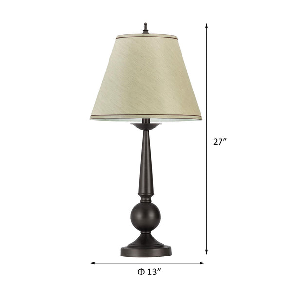 English Elm Bronze Classic Table Lamps Set of 2 with Beige Empire Shades, 27" Metal Base, 3-Way Lighting Elegance B062P145609