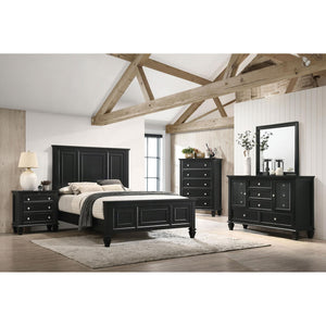 English Elm Black 3-Drawer Nightstand Cottage-Transitional Style with Pull-Out Tray, Silver Knobs, Durable Hardwood B062P145467