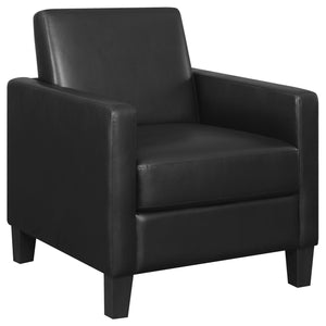 English Elm Black Upholstered Cushion Back Accent Chair with Slender Track Arms, Removable Seat, Cappuccino Legs B062P145613
