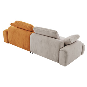 English Elm 86.6″ Modern Large Two-Seat Sofa with High Seat Height, Plush Suede Upholstery, Sleek Lofty Design Gray+Yellow W1767S00004