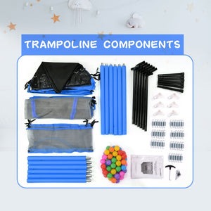 English Elm 55'' Kids Trampoline with Galvanized Steel Frame Foam Padded Enclosure and Ocean Balls Blue MX314556AAC