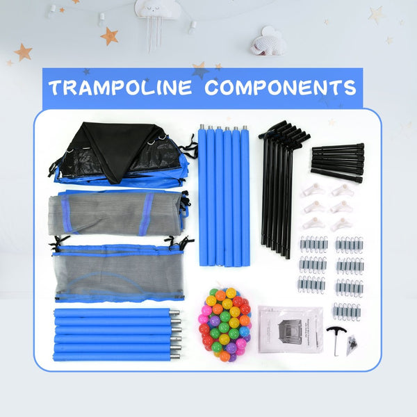 English Elm 55'' Kids Trampoline with Galvanized Steel Frame Foam Padded Enclosure and Ocean Balls Blue MX314556AAC