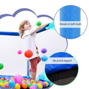 English Elm 55'' Kids Trampoline with Galvanized Steel Frame Foam Padded Enclosure and Ocean Balls Blue MX314556AAC