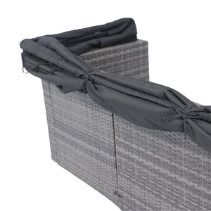 English Elm 7-Piece Patio Set w/ Retractable Canopy, Modular PE Wicker Sectional Sofa, Washable Cushions Gray W329S00029